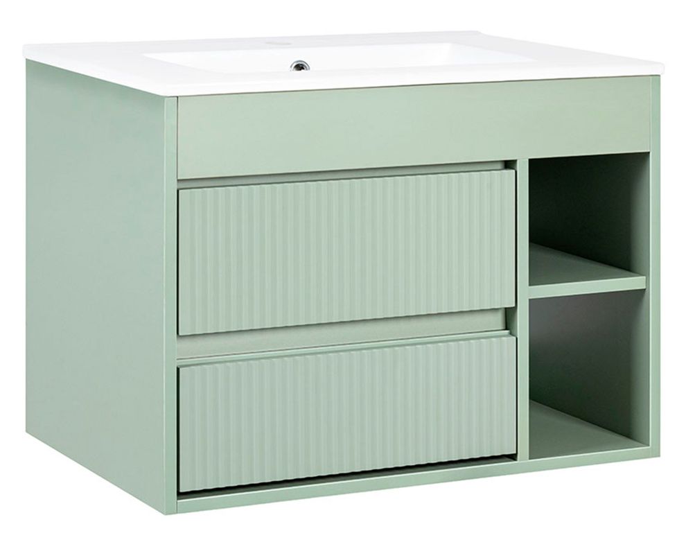 Mueble vanitorio Paris verde texturado + cubierta 61x46.5 cm-1
