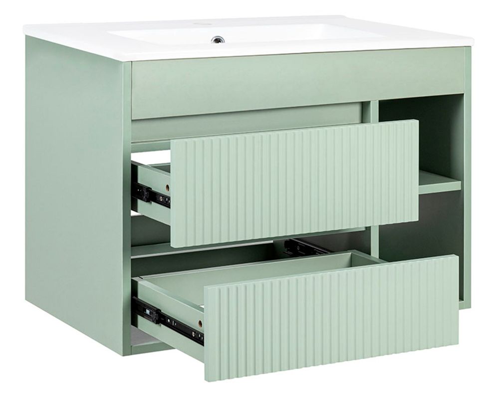 Mueble vanitorio Paris verde texturado + cubierta 61x46.5 cm-2