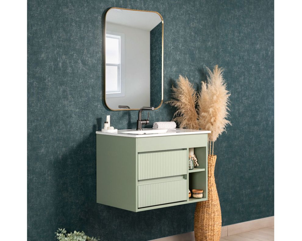 Mueble vanitorio Paris verde texturado + cubierta 61x46.5 cm-4