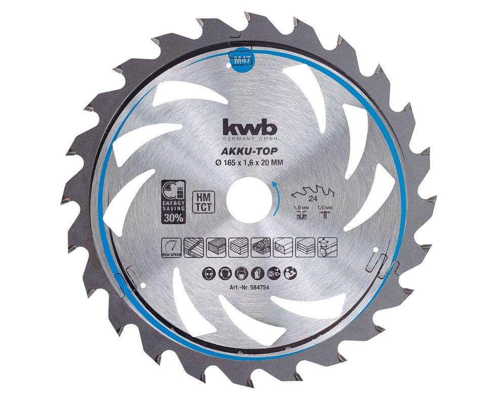 Hoja sierra circular 165x20 mm M47 KWB-0