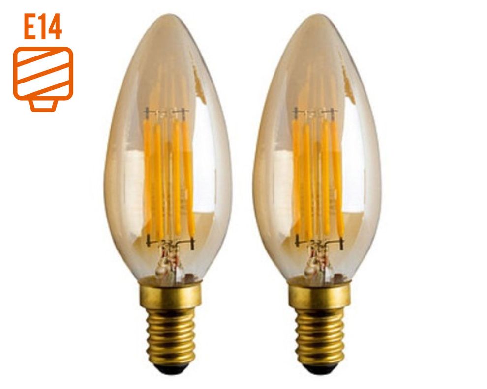 Ampolleta LED 4W E14 luz cálida vela vintage 2 unidades Ledzone.-0