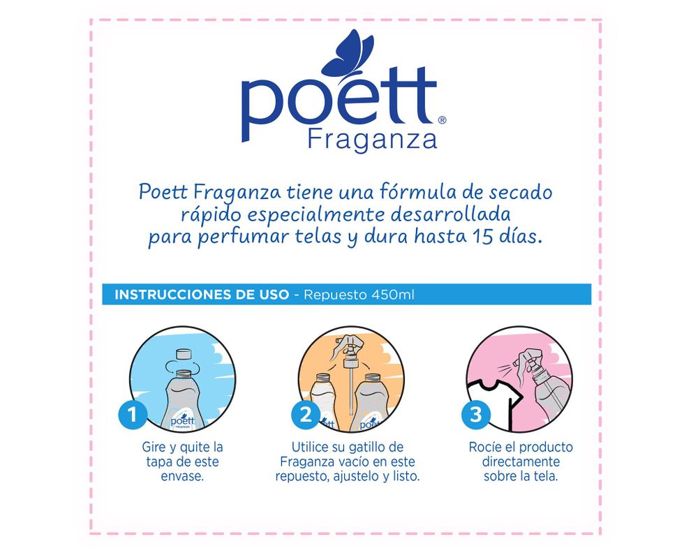 Aromatizador de ropa 450 ml Sedosa primavera Poett-3