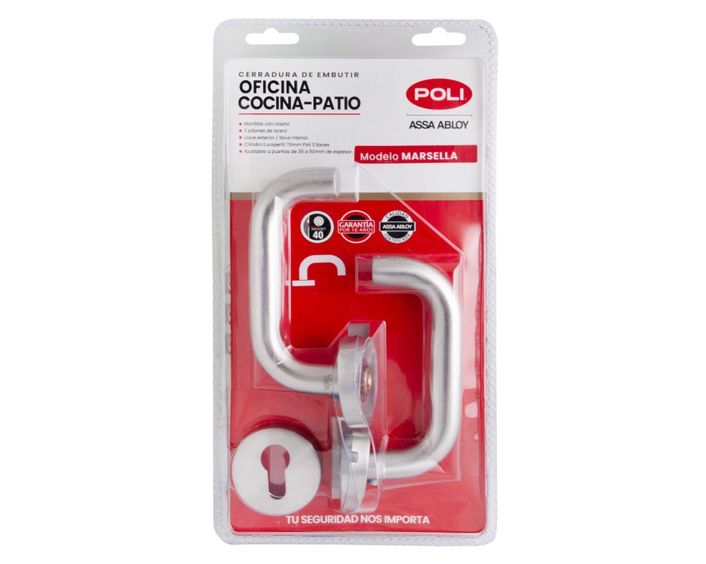 Cerradura embutida manilla oficina/dormitorio Marsella gris-1