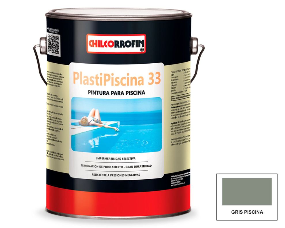 Pintura para piscina 1 galón Plastipiscina 33 gris piscina satín Chilcorrofin-0