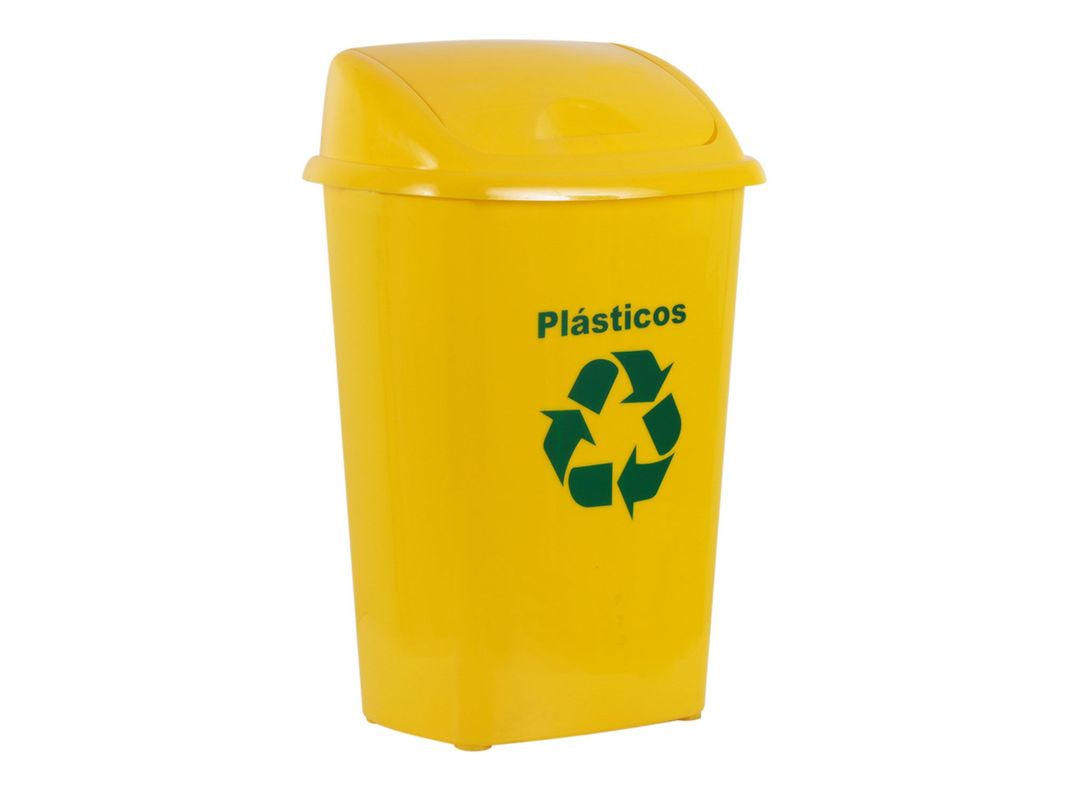 Basurero 30 litros reciclaje plástico amarillo Innovaplast-1