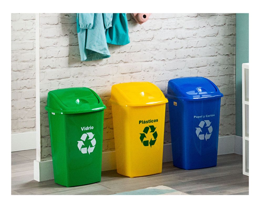 Basurero 30 litros reciclaje plástico amarillo Innovaplast-2