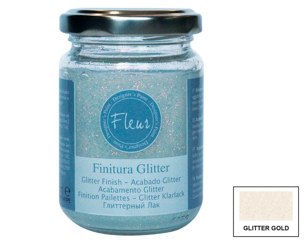Barniz 130 ml Gold glitter dorado brillante Fleur-0