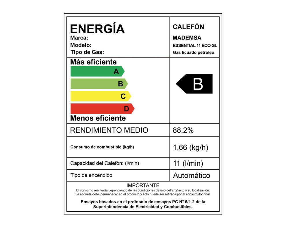 Calefont tiro natural 11 litros gas licuado Essential Eco-5
