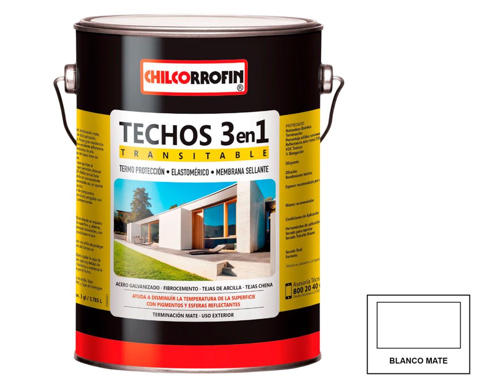 Pintura techo Techos 3en1 1 GL blanco mate-0