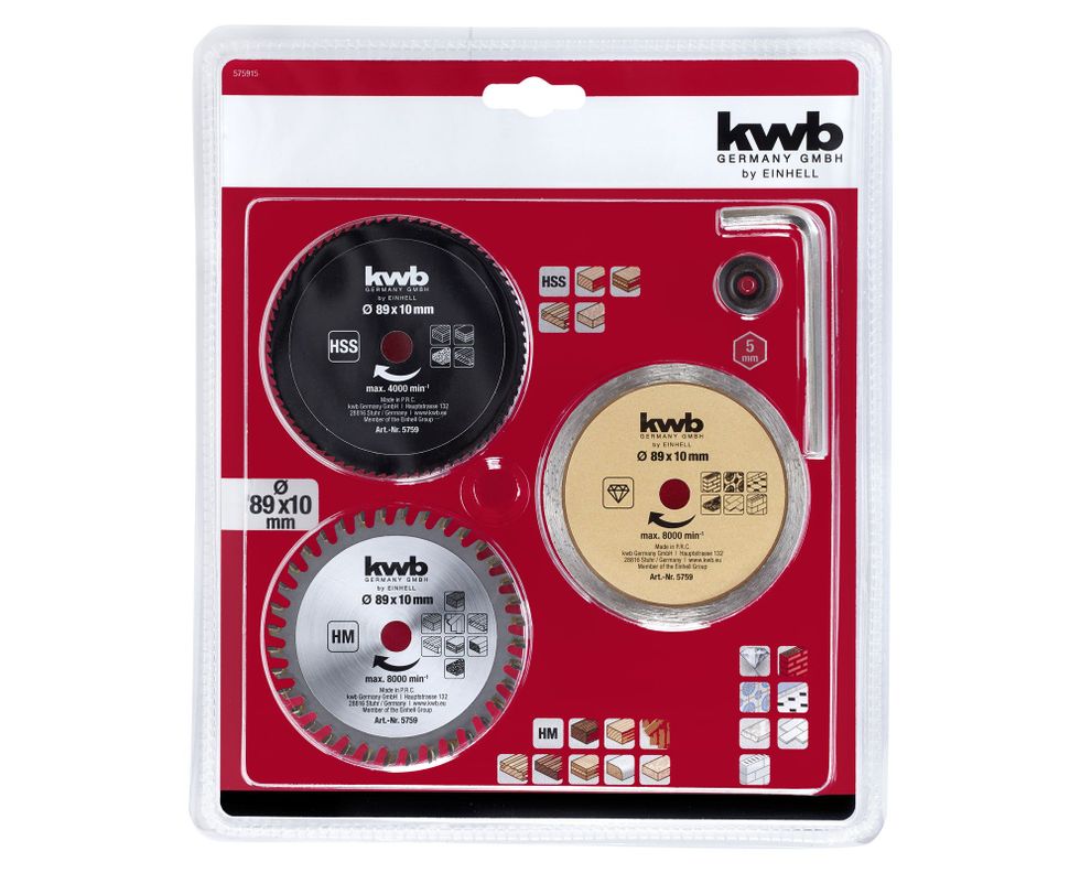 Set mini discos 89 x 10 mm 575915 5 piezas KWB-0