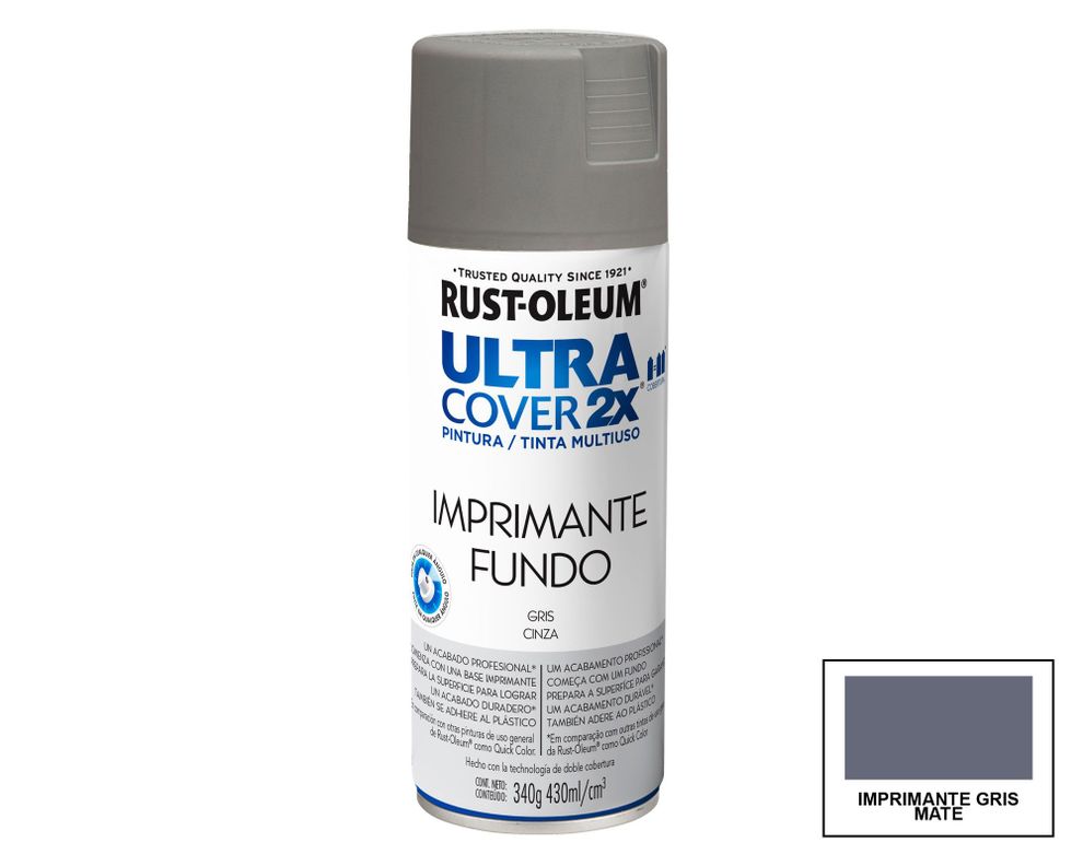 Pintura spray 430 ml Ultra cover 2X gris mate Rust-Oleum-0