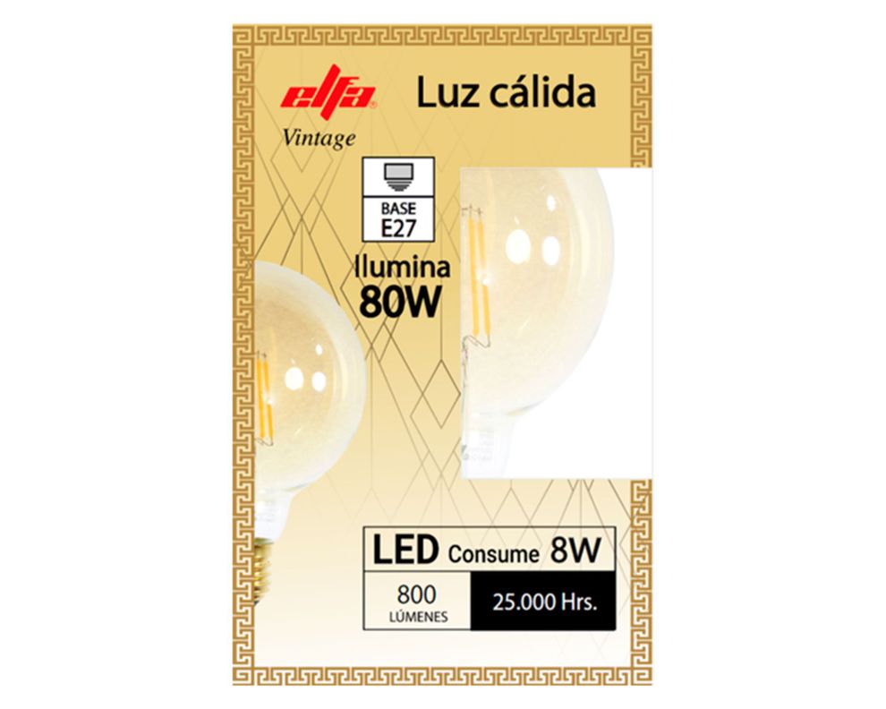 Ampolleta Led 8W E27 luz cálida G95 Filamento-1