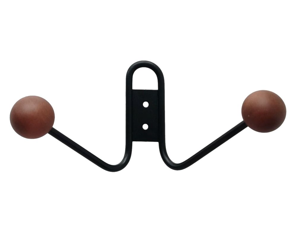 Percha doble madera/negro-0