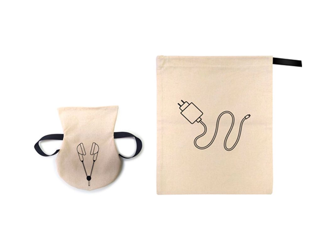 Set bolsa cargadores + audífonos tela-0