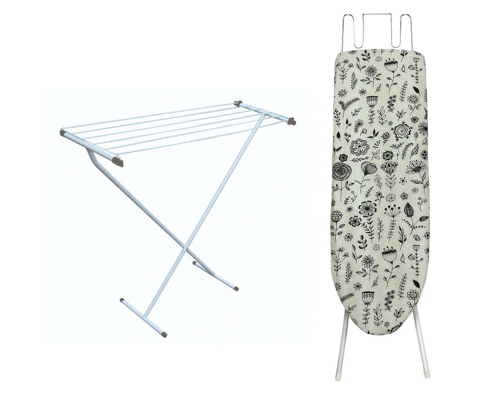 Pack tabla planchar MDF Flor + tendedero 6 m-0