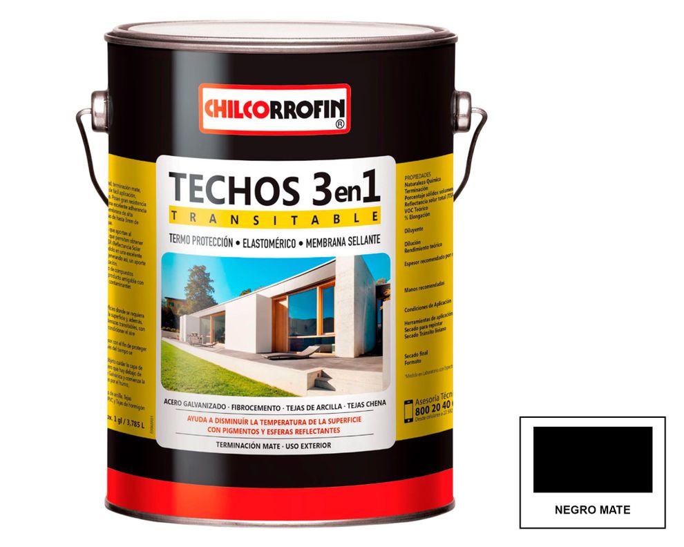 Pintura techo Techos 3en1 1 GL negro mate-0