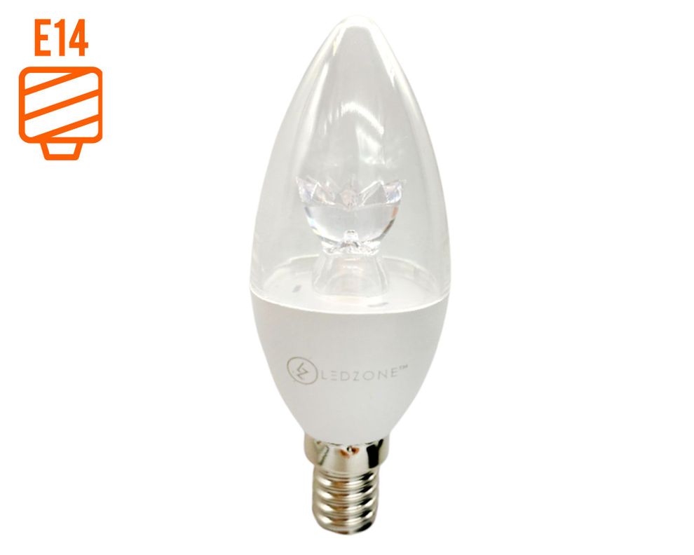Ampolleta LED 4W E14 luz cálida vela Ledzone-0