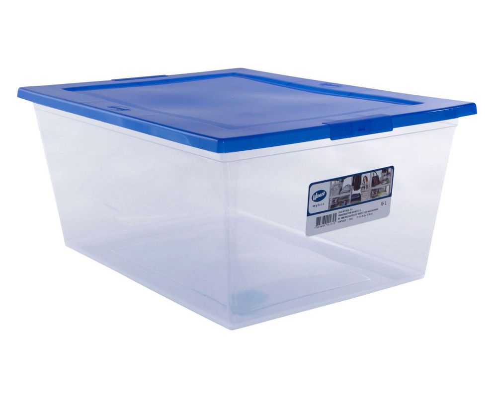 Caja organizadora 15 litros Mybox transparente/azul Wenco-0