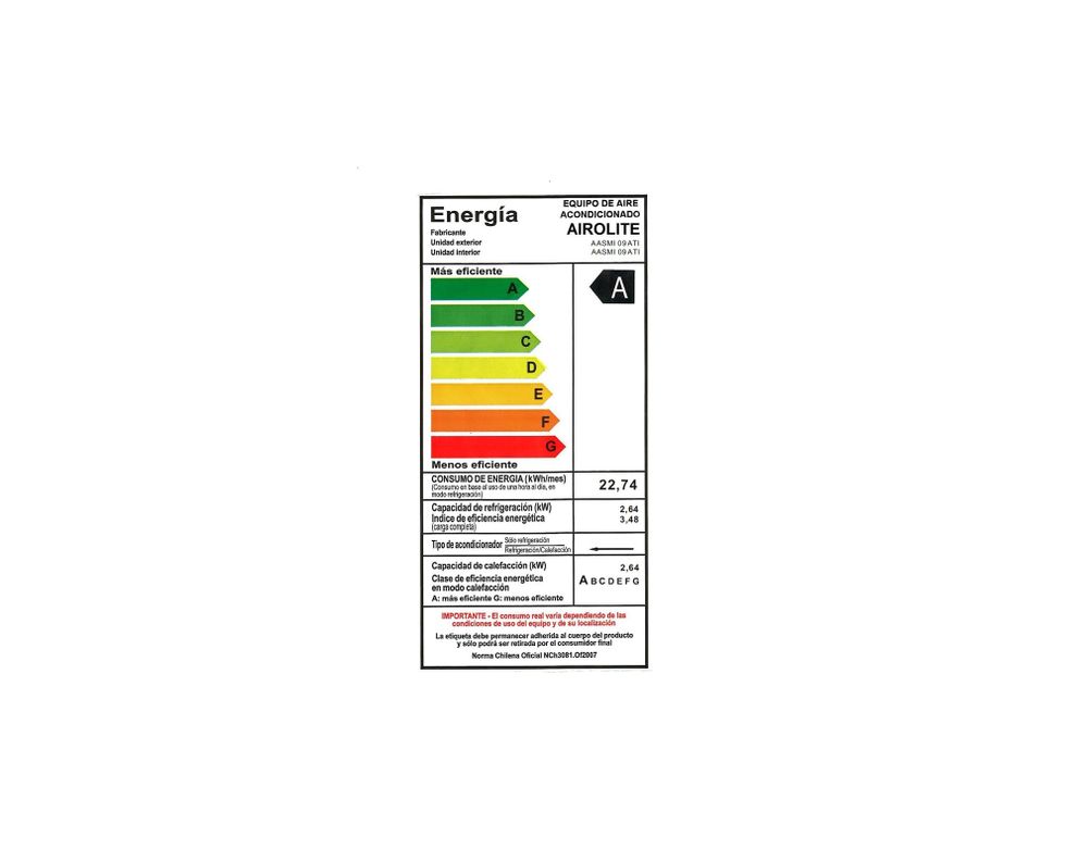 Aire acondicionado Split 9000 BTU AASMI09ATI WIFI Airolite.-9