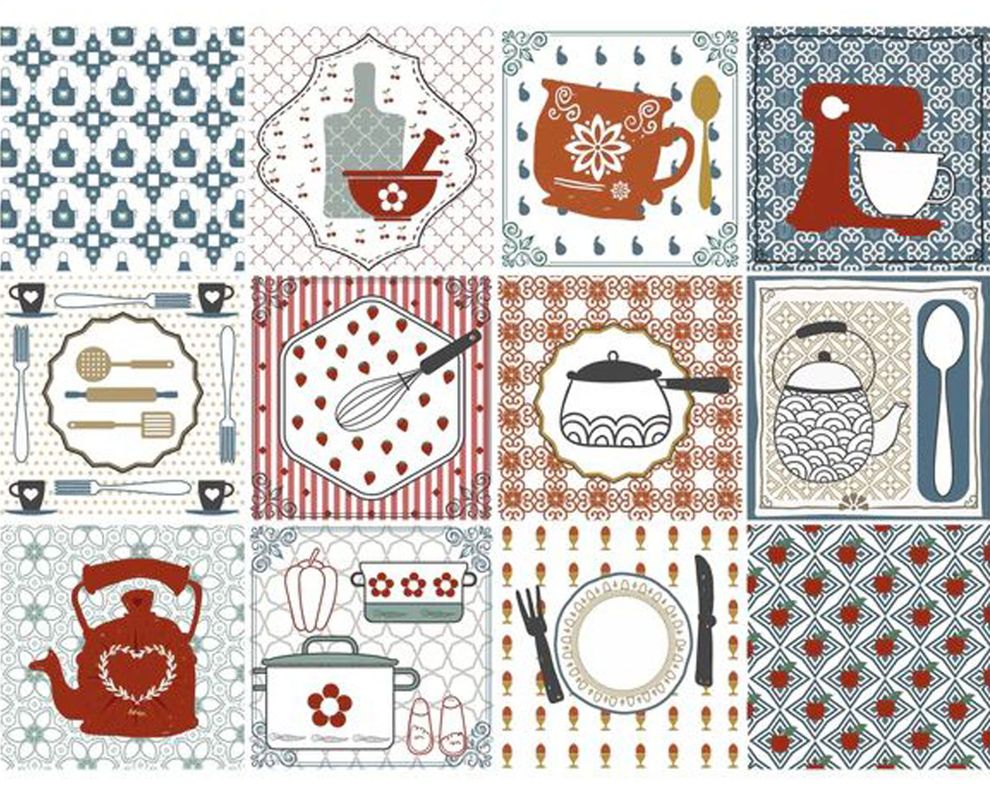 Vinilo adhesivo 15x15 cm Kitchen 12 unidades-0