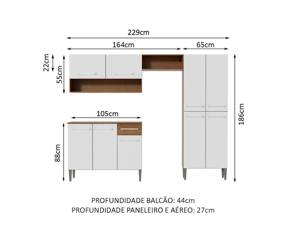 Kit cocina 9 puertas 1 cajón Emilly light-2