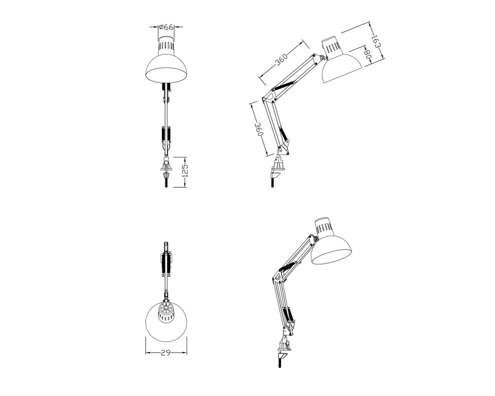 Lámpara sobremesa 1L E27 movible dibujo 2.0 negro Abitare-3