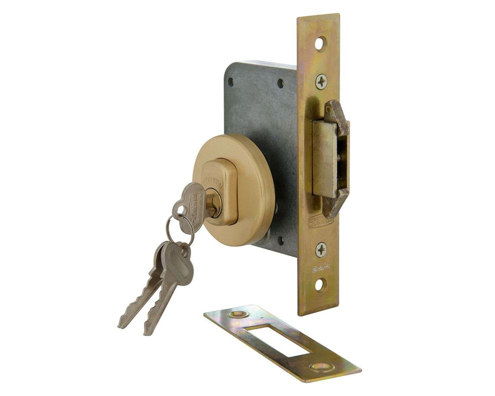 Cerradura embutida puerta corredera interior bronce 1090-AZ Scanavini-1