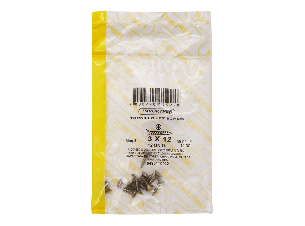 Tornillo Jet Screw N°3 x 1,2 cm 12 unidades Imporper-1