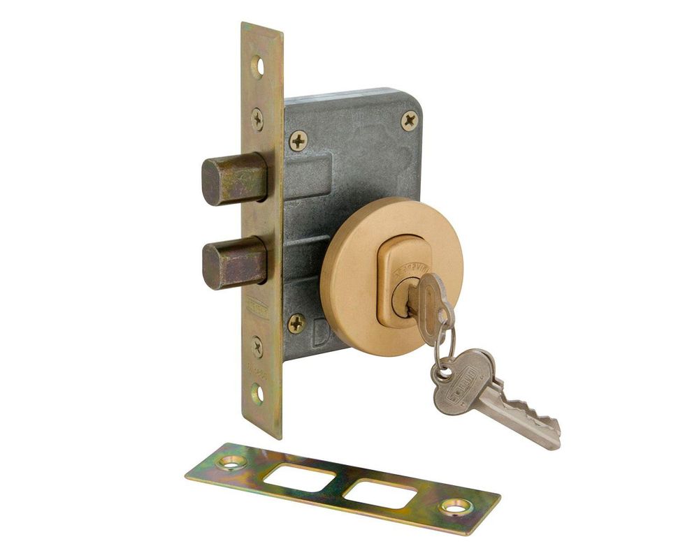 Cerrojo embutido doble 1070 Bronce satinado Scanavini-1