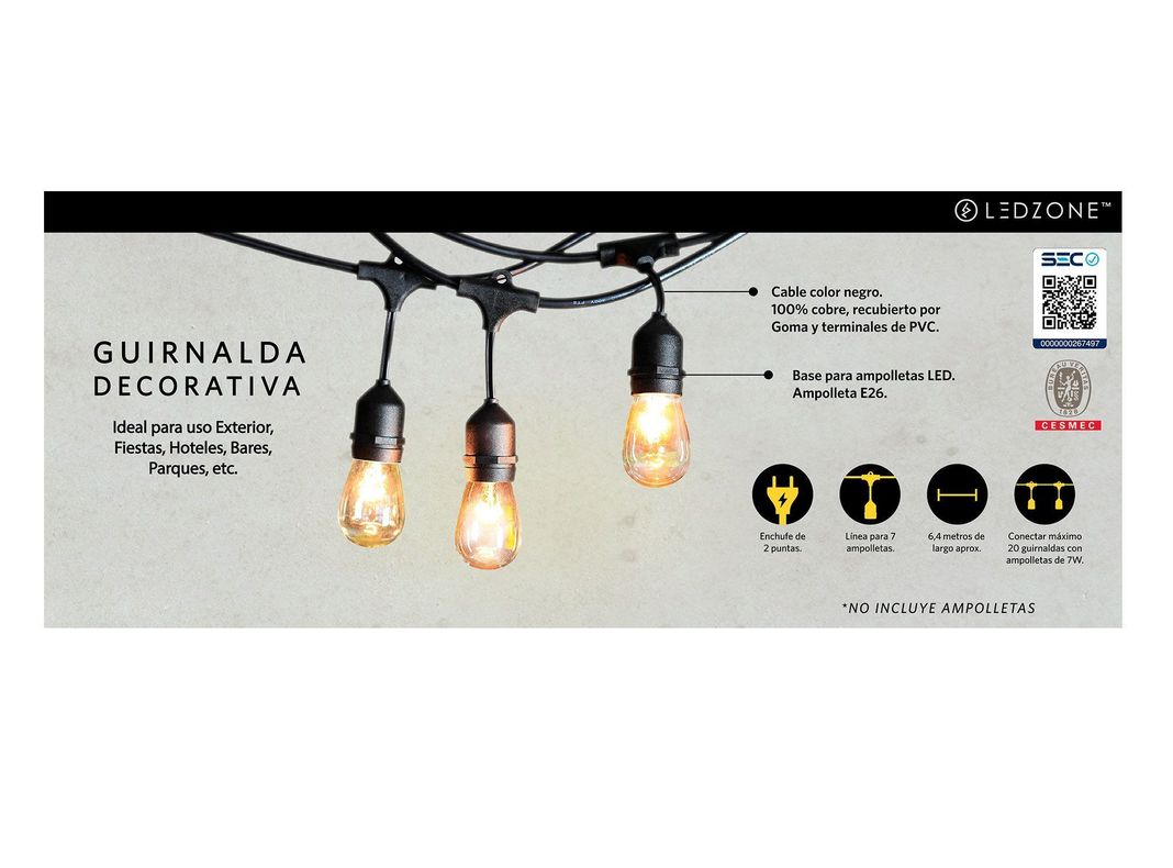 Guirnalda 7L LED (sin ampolletas) Ledzone-6