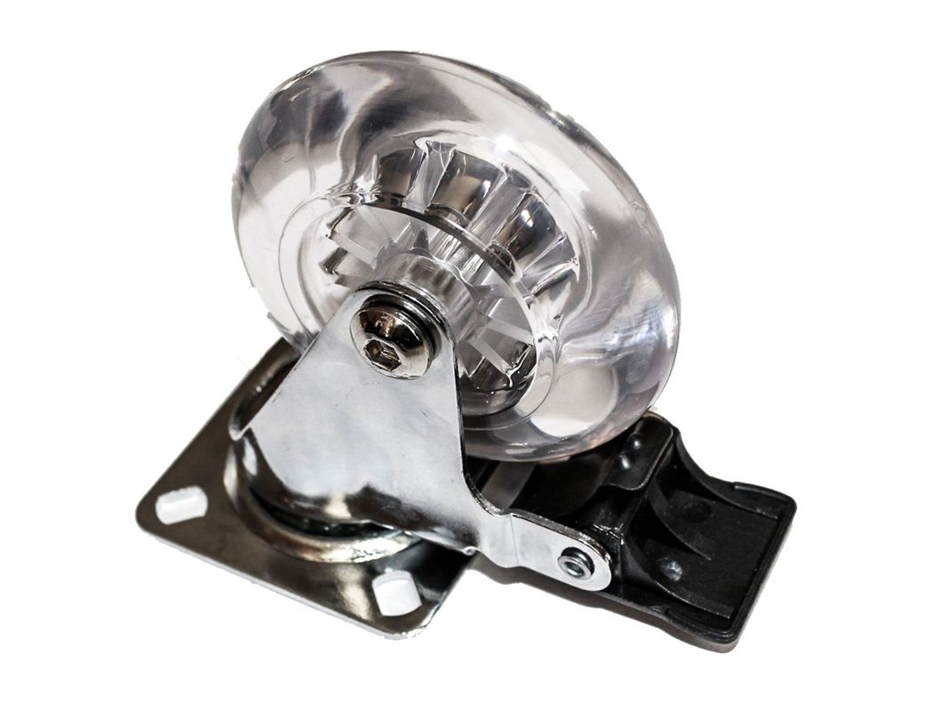Rueda 75 mm placa con freno transparente Gevemac-1