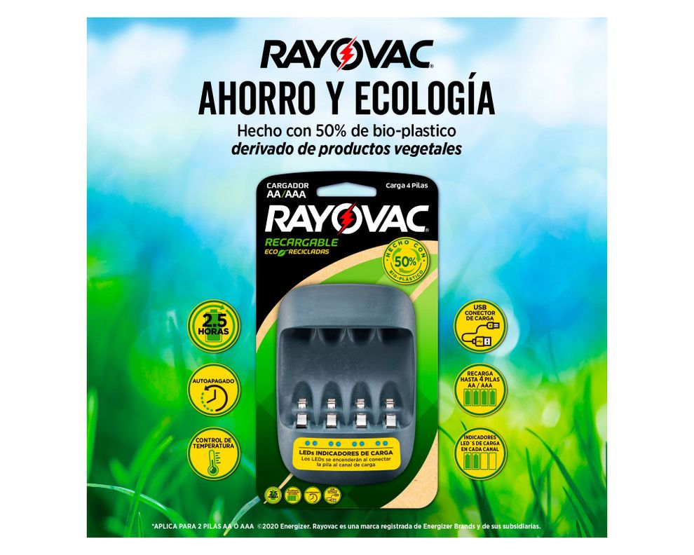 Cargador de pilas Ecológico Rayovac.-1