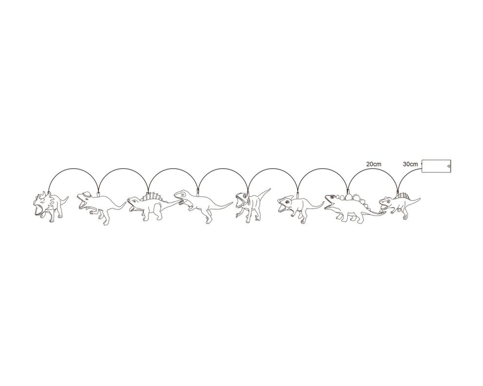 Guirnalda 170 cm 8L Dinosaurios luz cálida-3