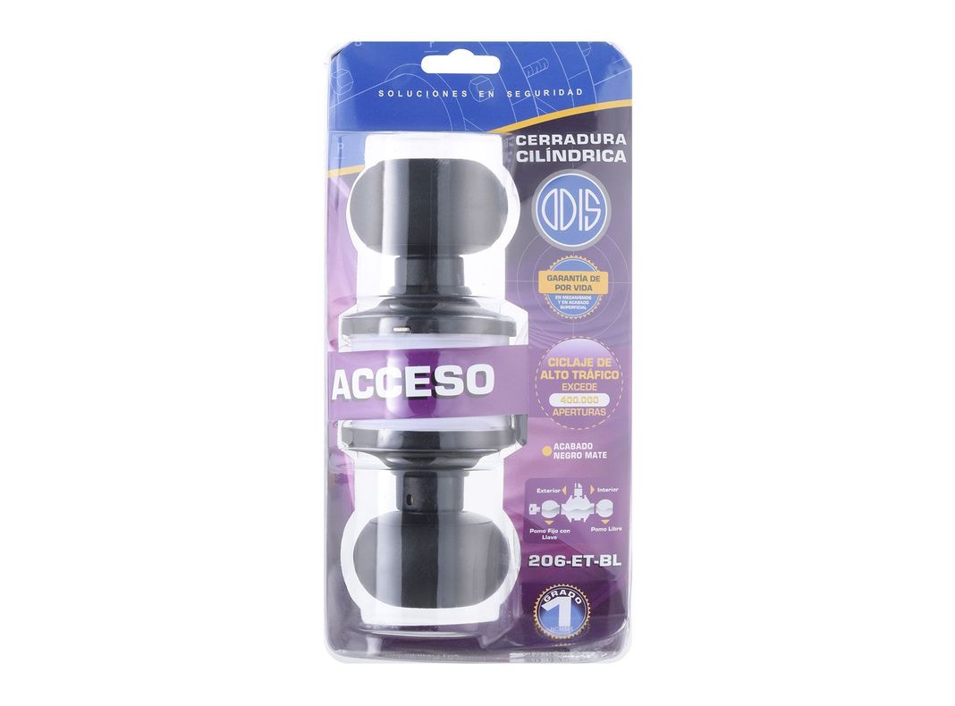 Cerradura embutir pomo acceso interior 206 negro mate Odis-5