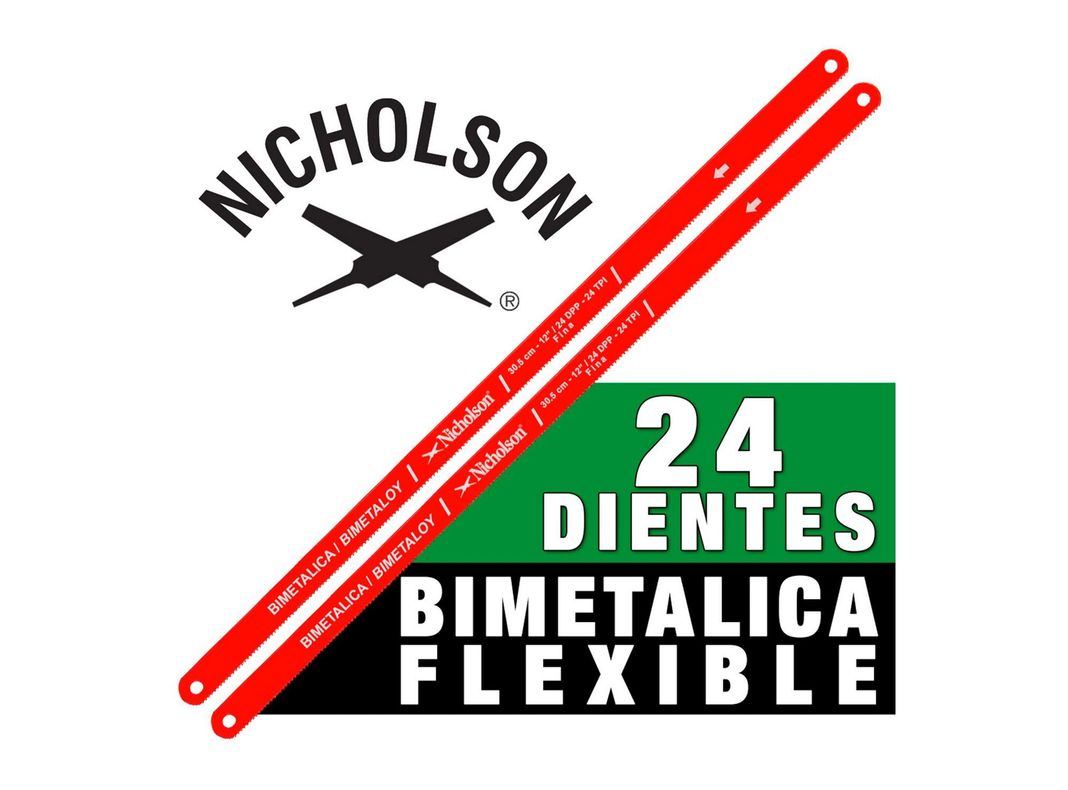 Set 2 hojas de sierra bimetálicas 24 dientes NF1224B2 Nicholson-2
