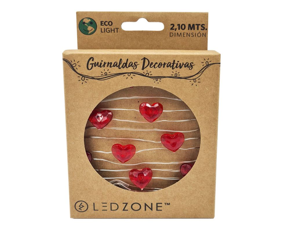 Guirnalda decorativa 20L 210 cm Corazón Ledzone-0