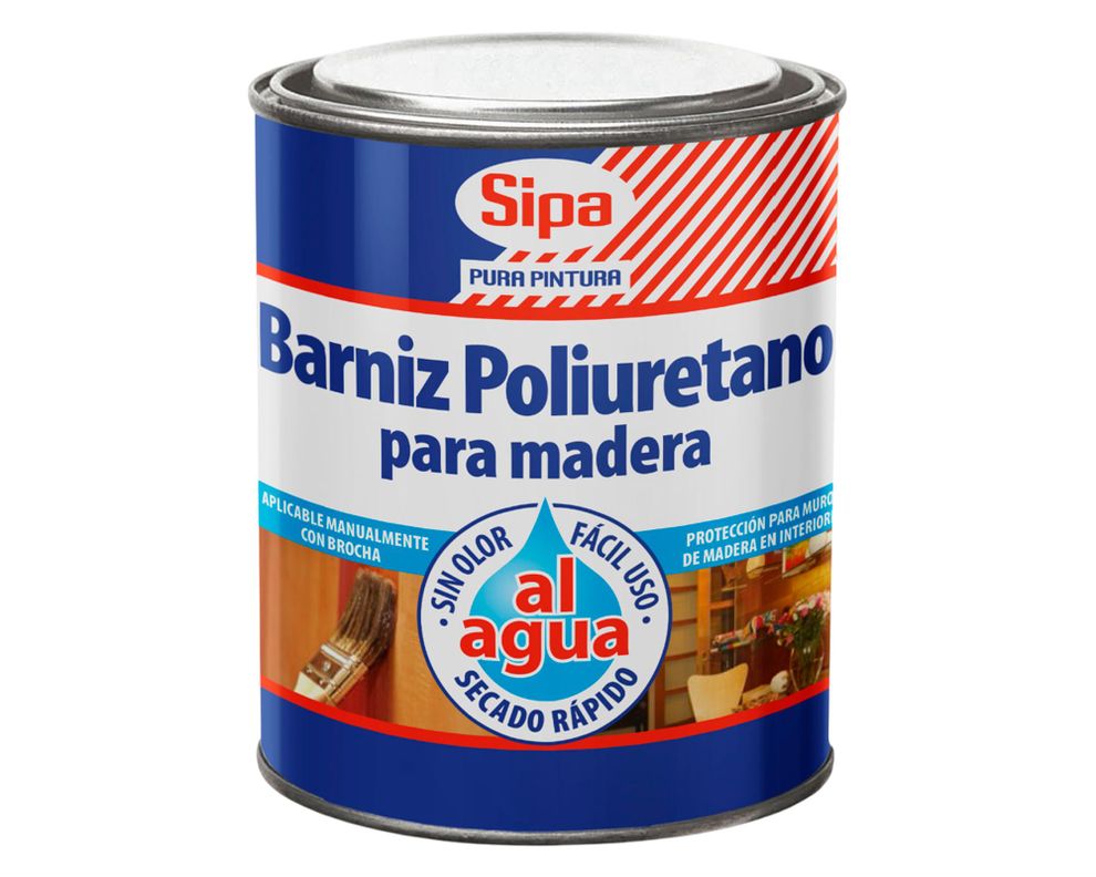 Barniz al agua 800 ml Poliuretano transparente semi brillante Sipa-0