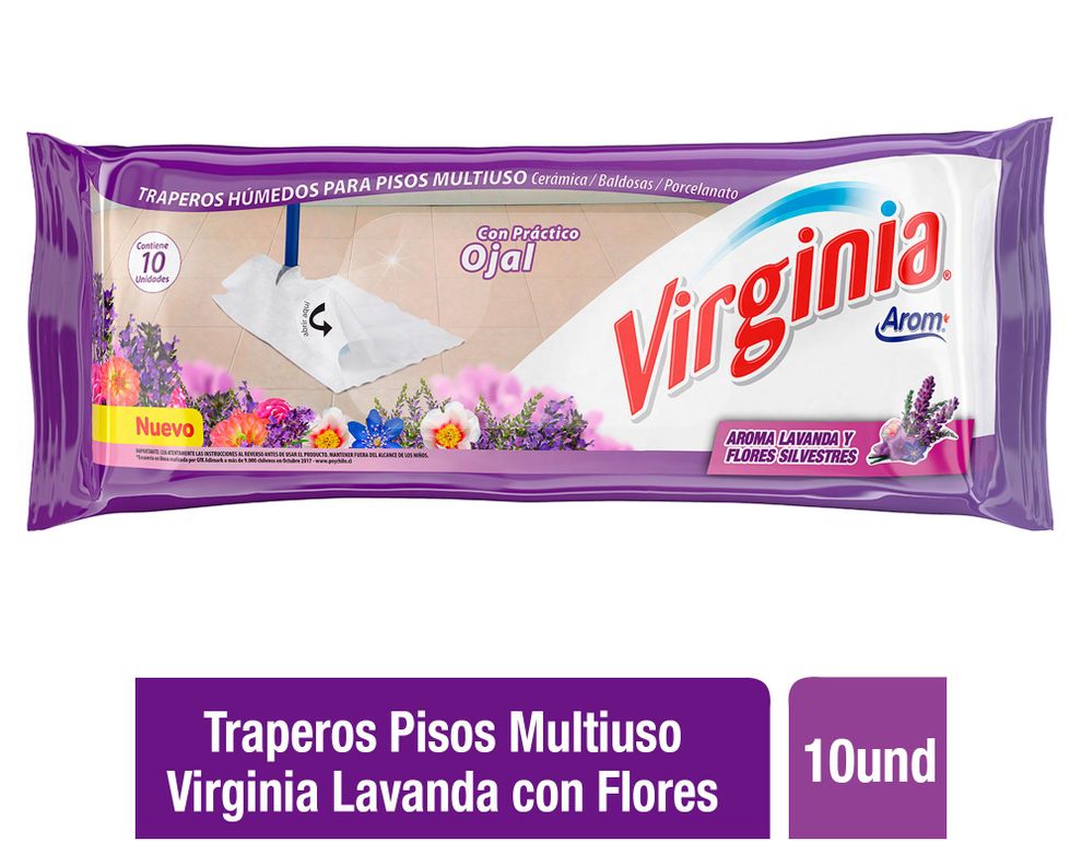 Trapero multiusos con ojal lavanda y flores silvestres 10 unidades Virginia-0