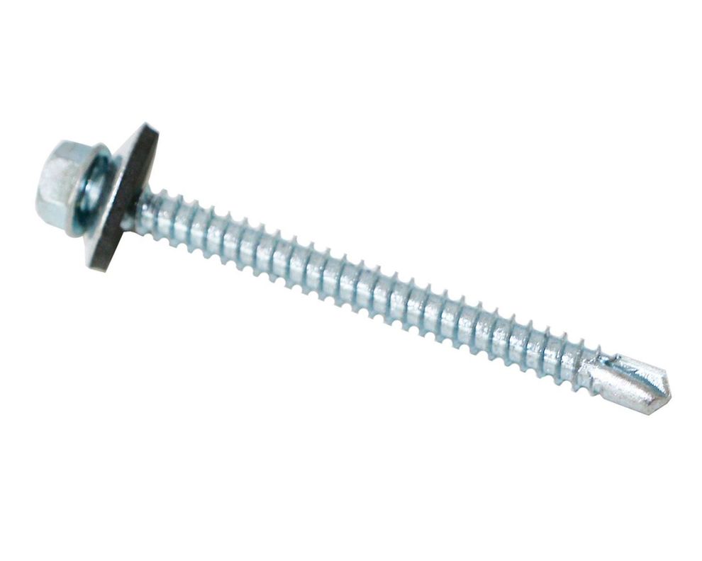 Tornillo autoperforante hexagonal con golilla goma 12 x 2 1/2'' blister 100 Imporper-0