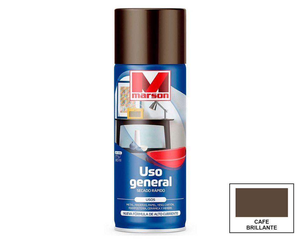 Pintura spray 380 ml Secado rápido café Marson-2