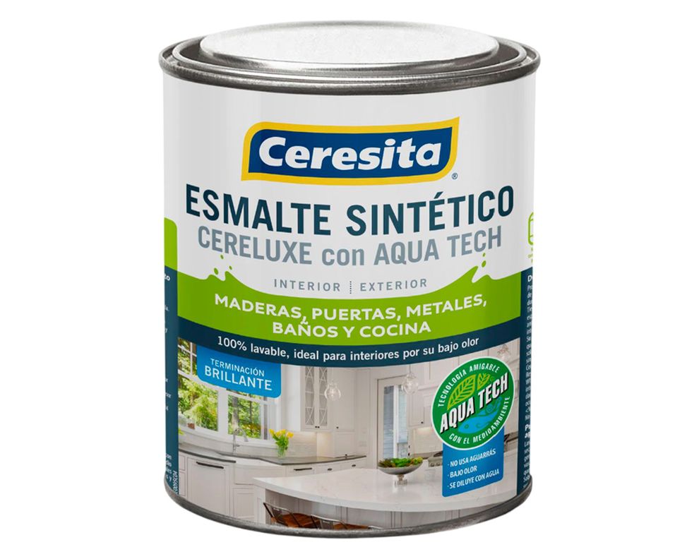 Esmalte sintético 1/4 galón Cereluxe Aqua Tech negro brillante Ceresita-0