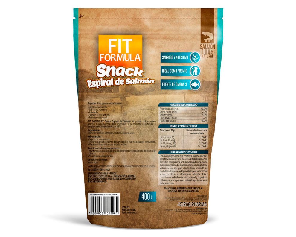 Snack perro todos los tamaños espiral salmón 400g-1
