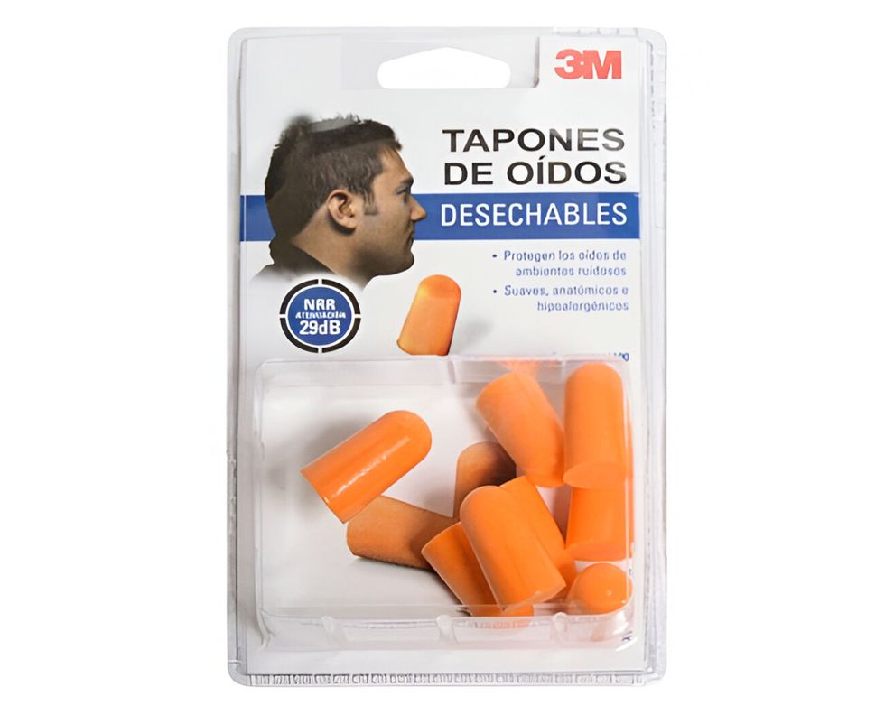Tapón auditivo desechable naranjo 4 pares-0