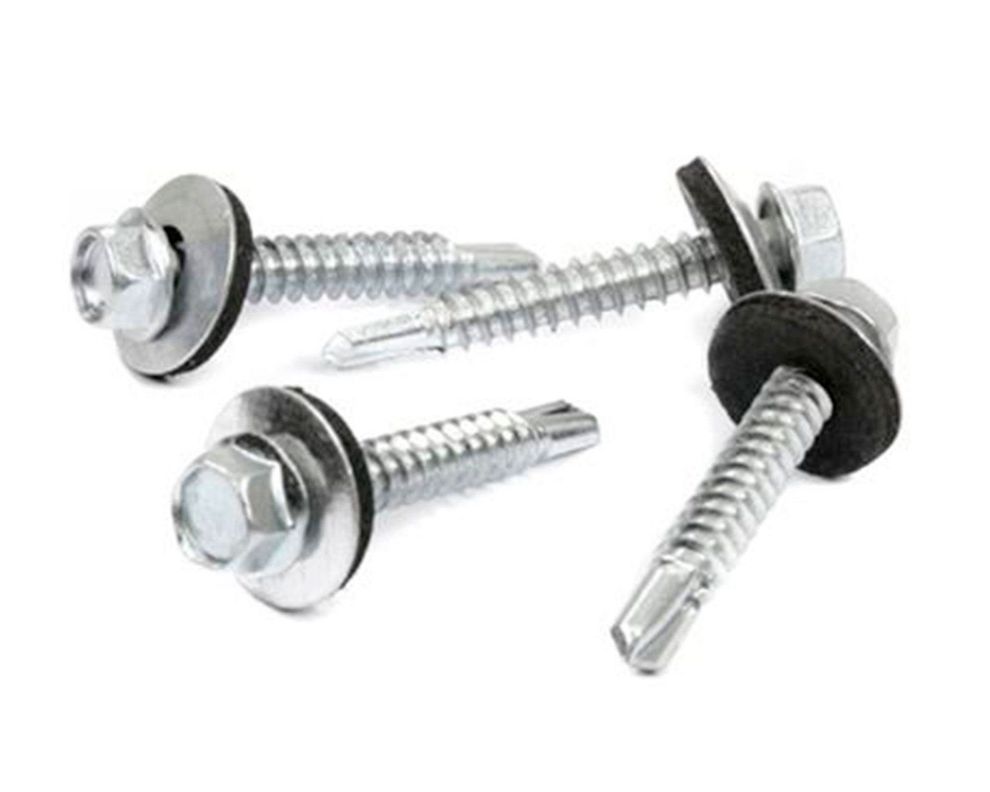Tornillo autoperforante hexagonal N°12 x 2'' con golilla y goma Imporper-0