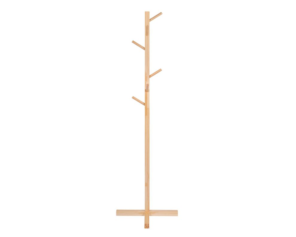 Perchero 8 ganchos madera natural 45x45x157 cm-1