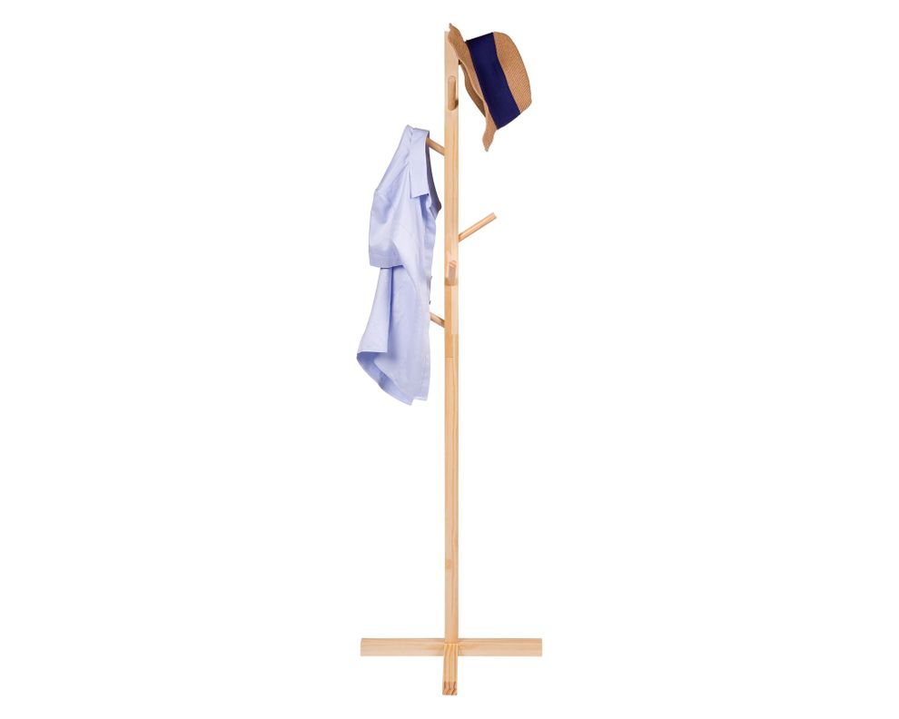 Perchero 8 ganchos madera natural 45x45x157 cm-2