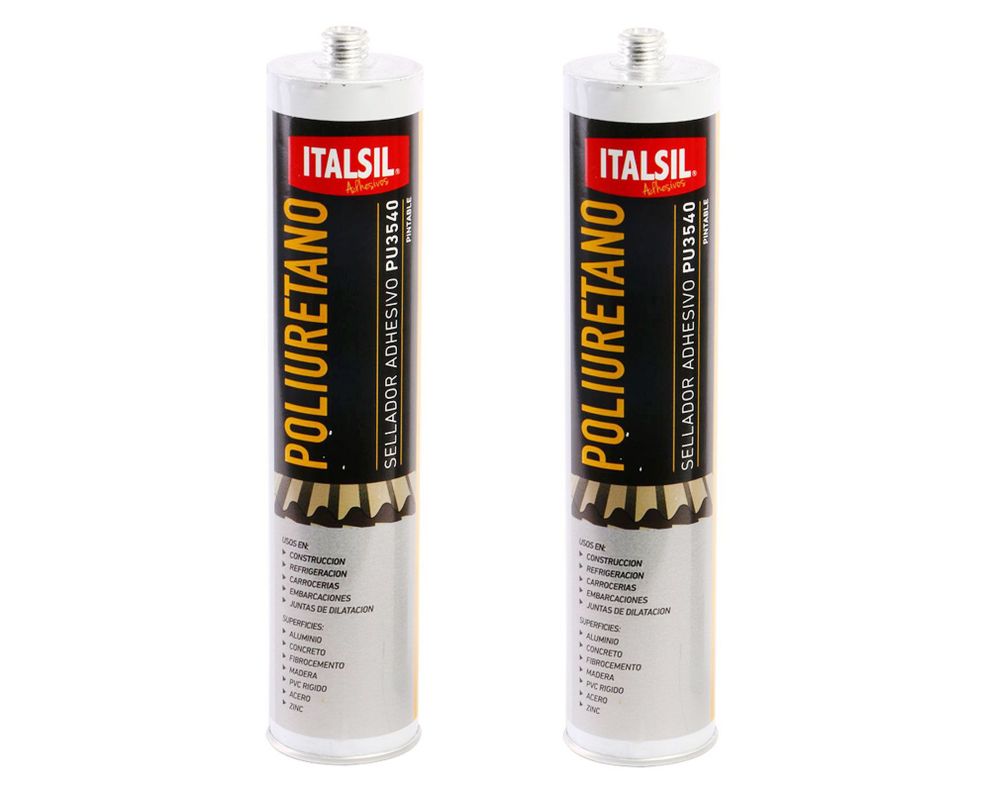 Sellador poliuretano 300 ml gris/negro 2 unidades Italsil-0