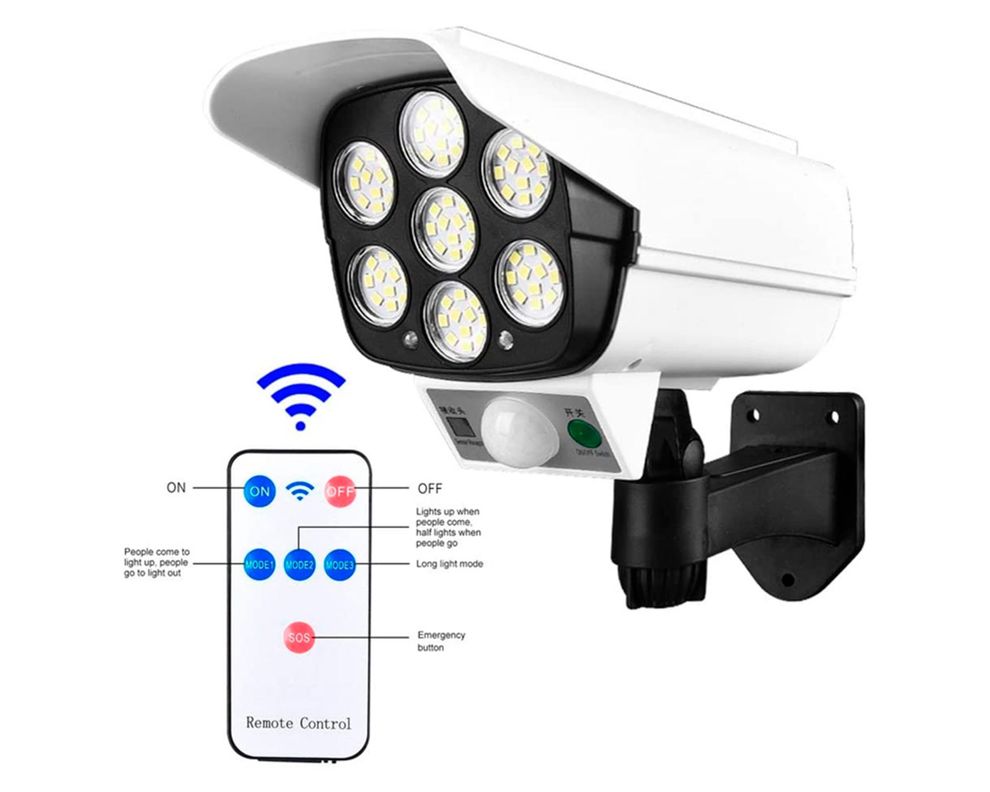 Aplique LED solar Cámara Vigilancia con control remoto blanco-1
