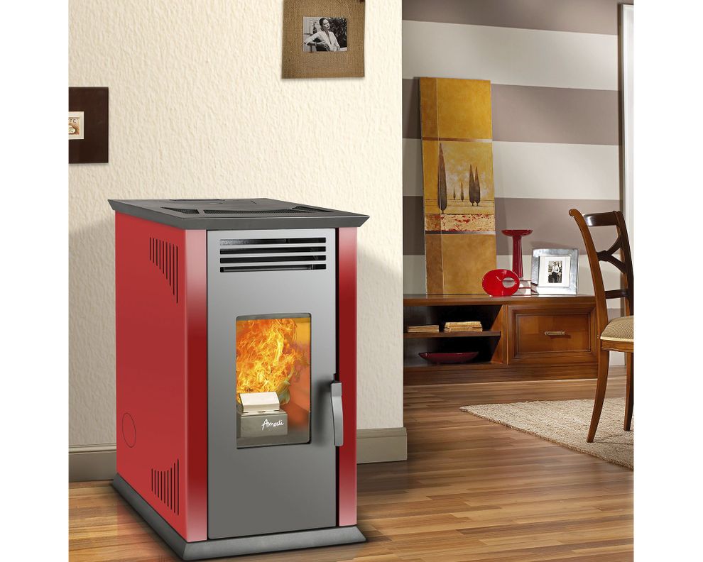 Estufa a pellet Italy 8100 rojo Amesti-3