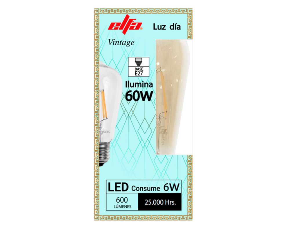 Ampolleta LED filamento 6W E27 luz día ST64-1